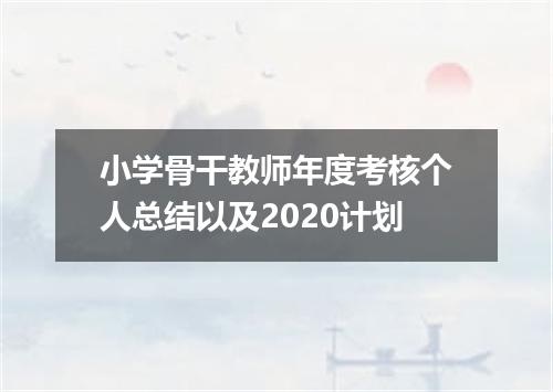 小学骨干教师年度考核个人总结以及2020计划