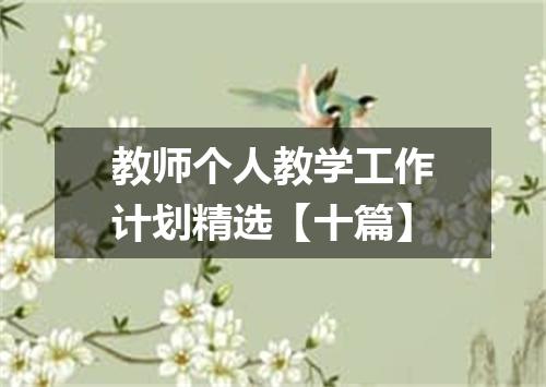 教师个人教学工作计划精选【十篇】