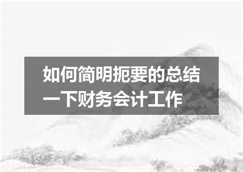 如何简明扼要的总结一下财务会计工作