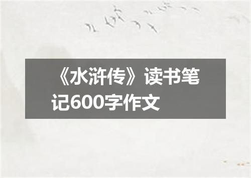 《水浒传》读书笔记600字作文