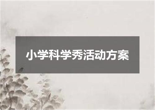 小学科学秀活动方案