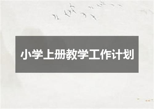 小学上册教学工作计划