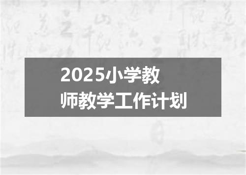 2025小学教师教学工作计划