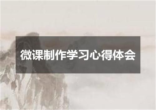 微课制作学习心得体会