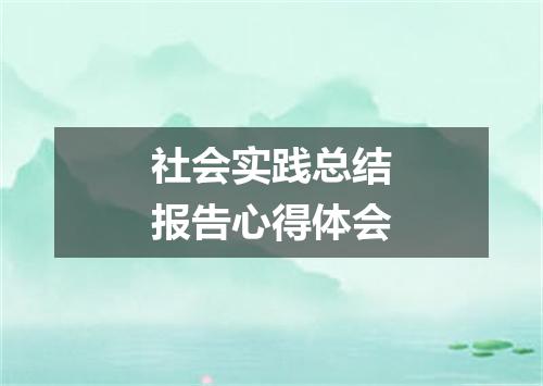 社会实践总结报告心得体会