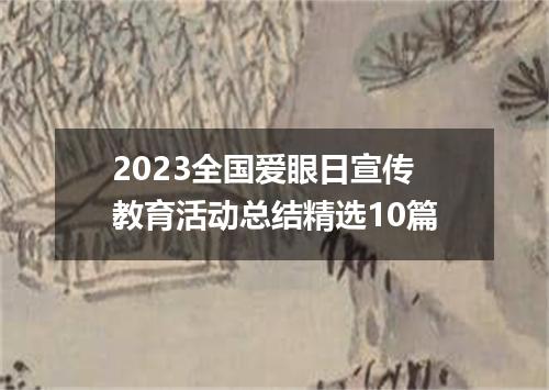 2023全国爱眼日宣传教育活动总结精选10篇
