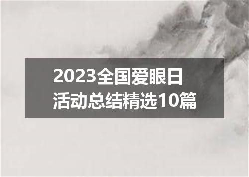 2023全国爱眼日活动总结精选10篇