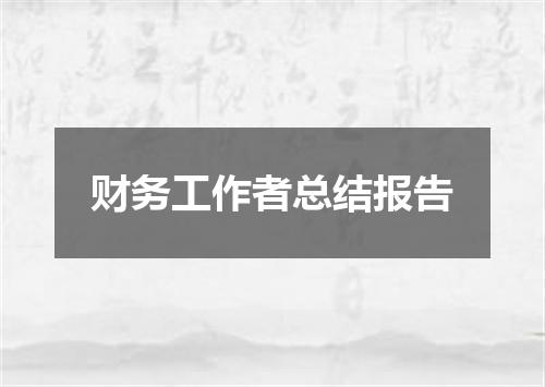 财务工作者总结报告