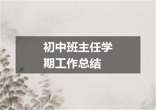 初中班主任学期工作总结