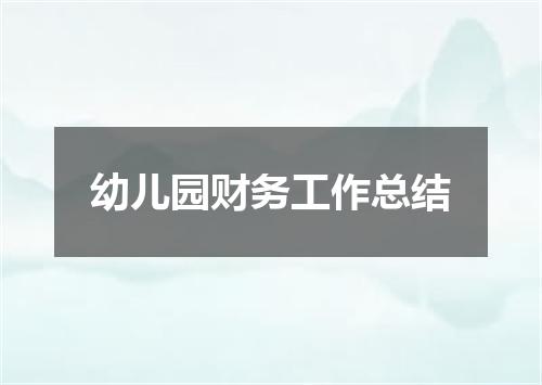 幼儿园财务工作总结