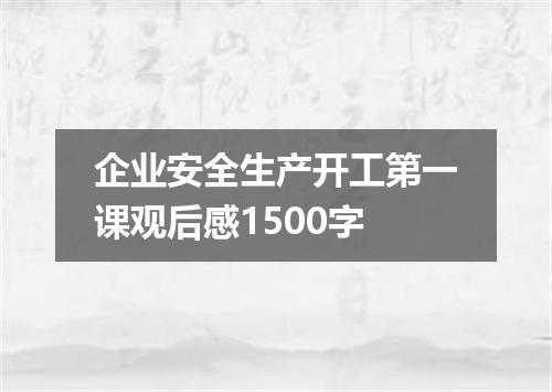 企业安全生产开工第一课观后感1500字