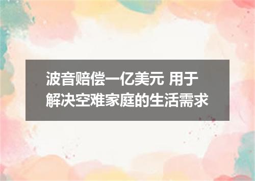 波音赔偿一亿美元 用于解决空难家庭的生活需求