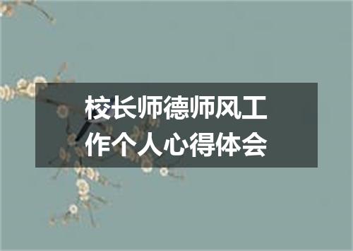 校长师德师风工作个人心得体会