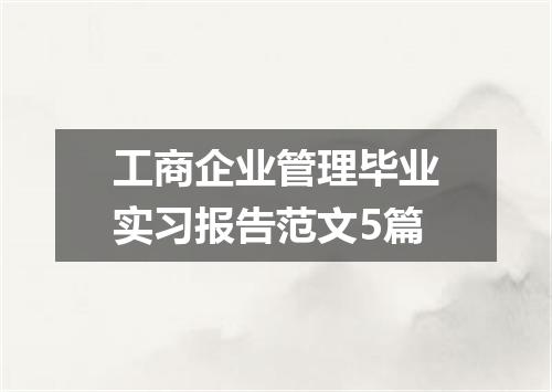 工商企业管理毕业实习报告范文5篇