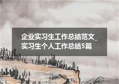 企业实习生工作总结范文_实习生个人工作总结5篇