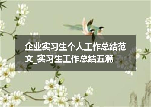 企业实习生个人工作总结范文_实习生工作总结五篇