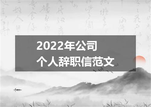 2022年公司个人辞职信范文