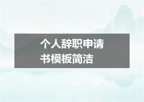 个人辞职申请书模板简洁