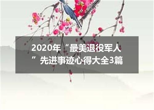 2020年“最美退役军人”先进事迹心得大全3篇