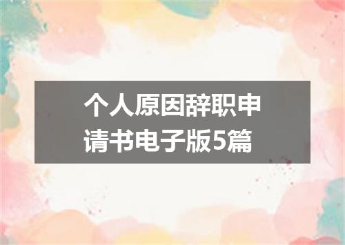 个人原因辞职申请书电子版5篇