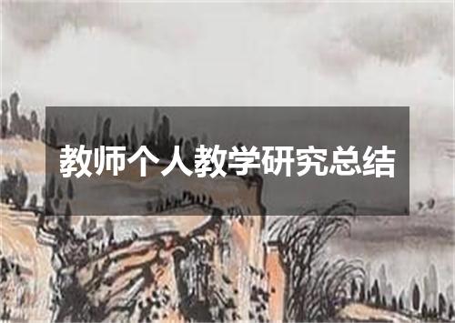 教师个人教学研究总结