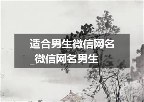 适合男生微信网名_微信网名男生