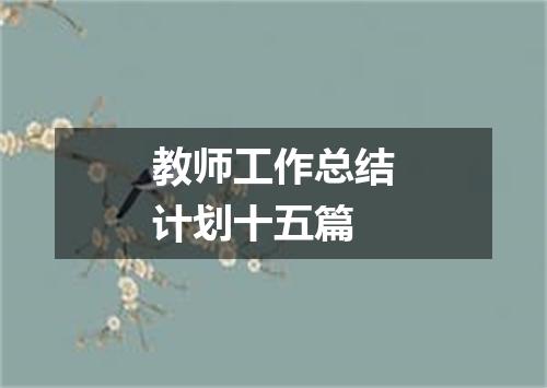 教师工作总结计划十五篇