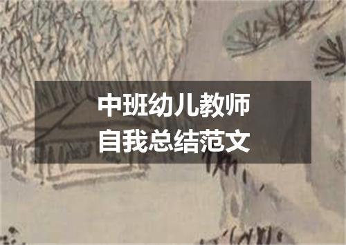 中班幼儿教师自我总结范文