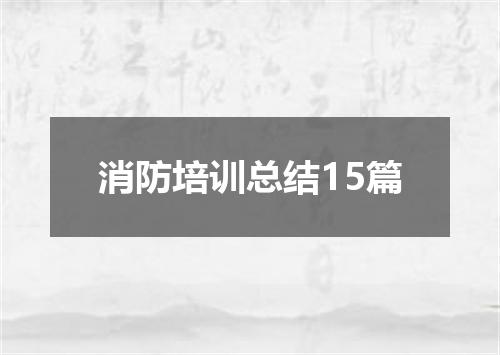 消防培训总结15篇