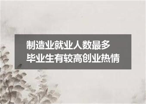 制造业就业人数最多 毕业生有较高创业热情