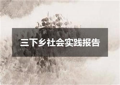 三下乡社会实践报告