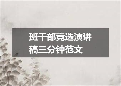 班干部竞选演讲稿三分钟范文