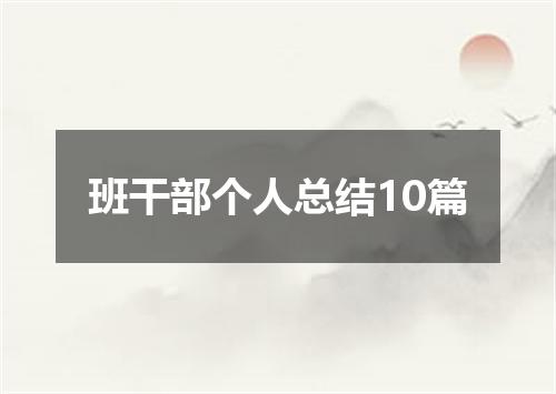 班干部个人总结10篇