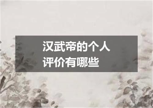 汉武帝的个人评价有哪些