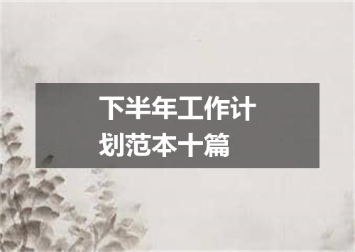 下半年工作计划范本十篇