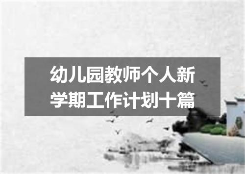 幼儿园教师个人新学期工作计划十篇