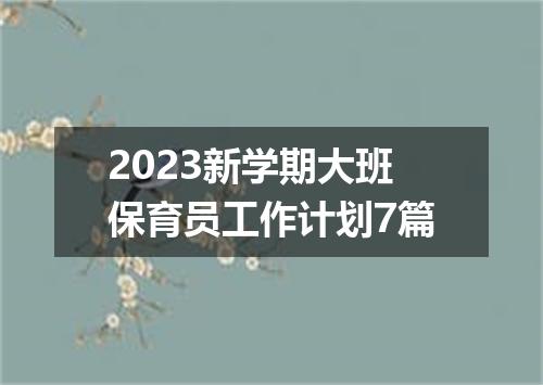 2023新学期大班保育员工作计划7篇