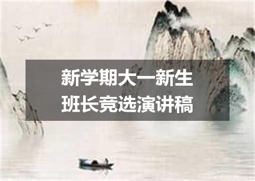 新学期大一新生班长竞选演讲稿