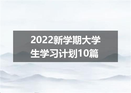 2022新学期大学生学习计划10篇