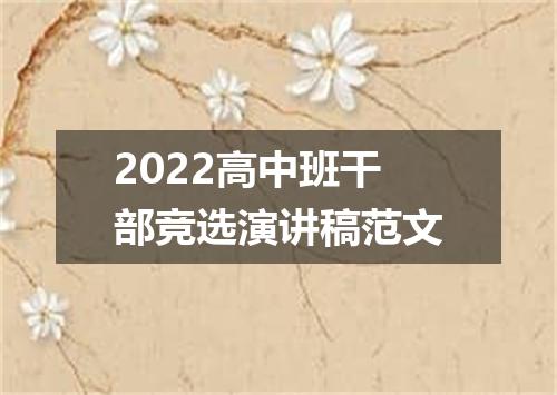 2022高中班干部竞选演讲稿范文