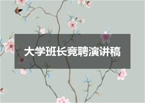 大学班长竞聘演讲稿