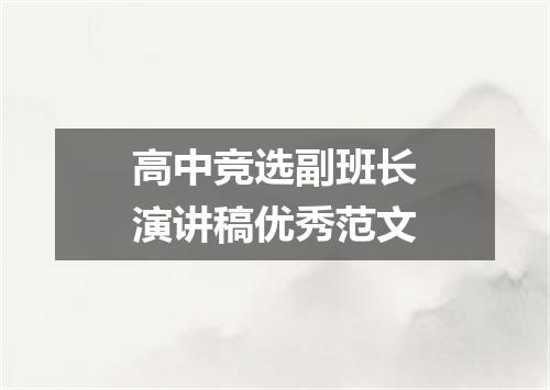 高中竞选副班长演讲稿优秀范文