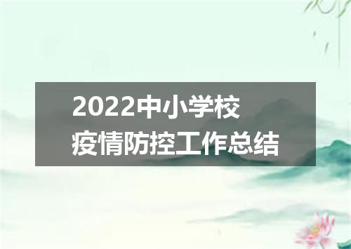 2022中小学校疫情防控工作总结