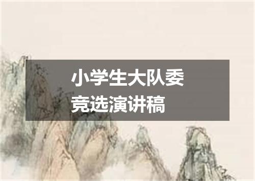 小学生大队委竞选演讲稿