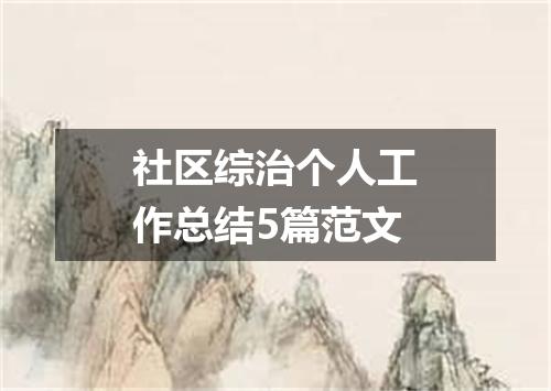 社区综治个人工作总结5篇范文