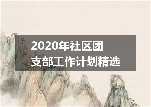 2020年社区团支部工作计划精选