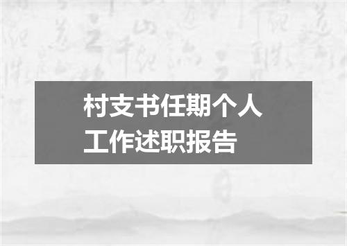 村支书任期个人工作述职报告