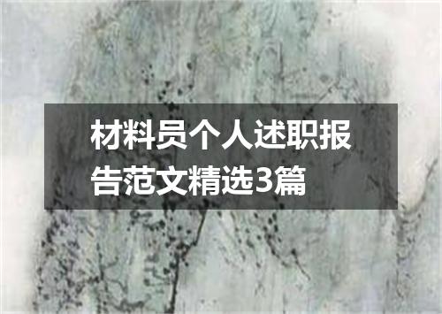 材料员个人述职报告范文精选3篇