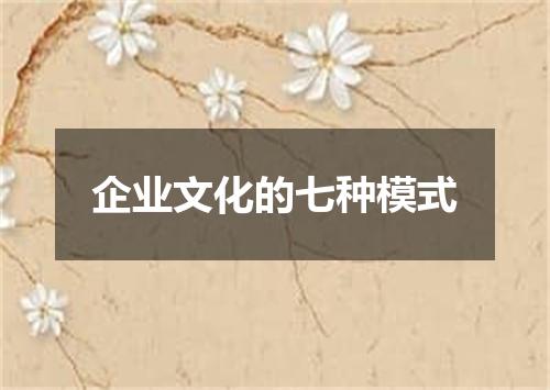 企业文化的七种模式