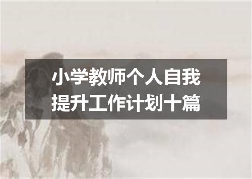 小学教师个人自我提升工作计划十篇